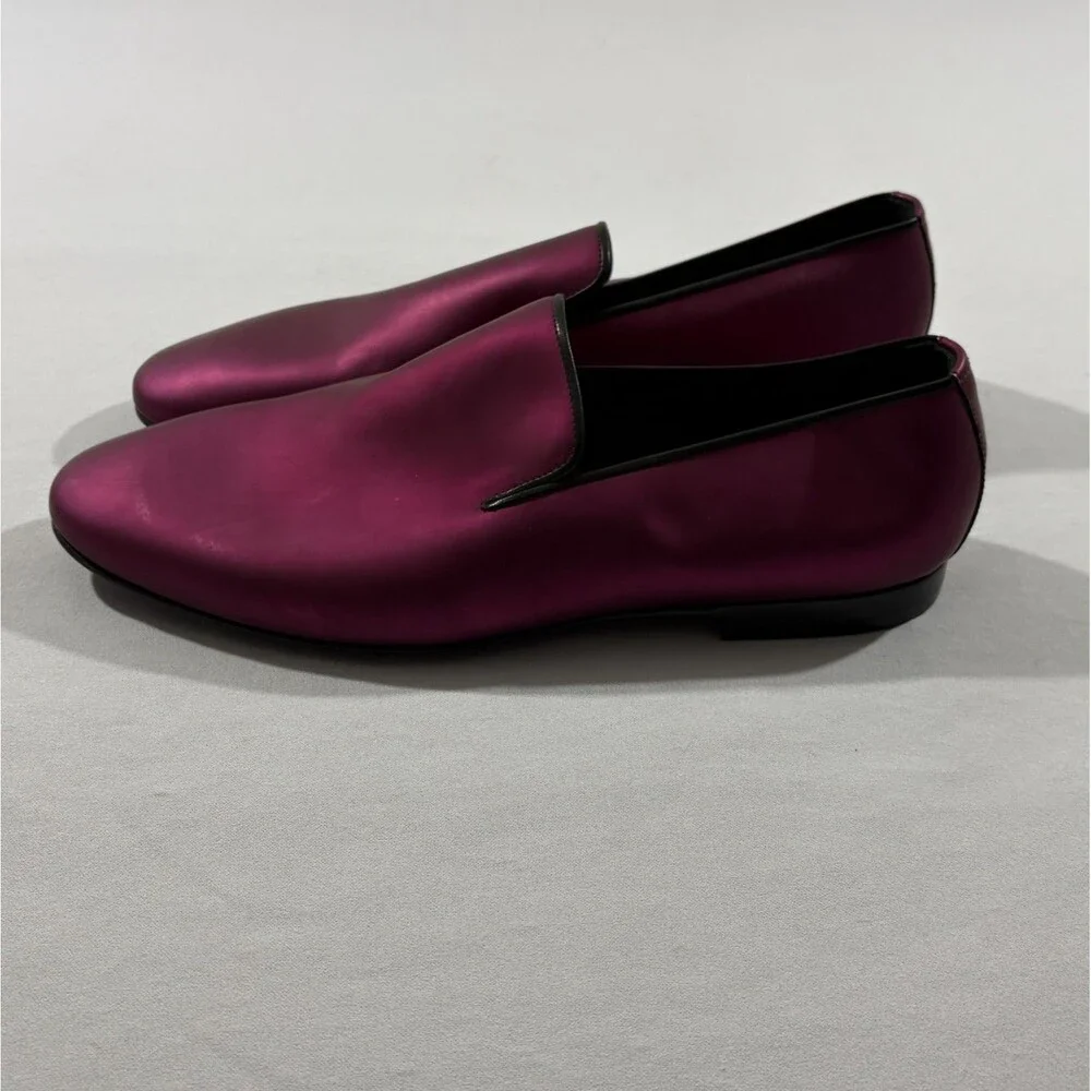 Ron Tomson Patent Leather Loafer Metallic Fuchsia Pink Polished Shoes Slip On 43